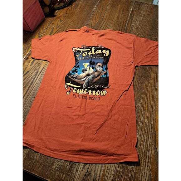 New 2012 DuckCo Fort Myers Beach Turtle Shirt Medium Orange Vintage Novelty Tee - Picture 2 of 5